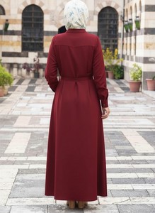 Vestido Largo Modesto para Mujer, Manga Larga, con Cinturón, Estilo Islámico, Casual, Cómodo - Product Image 5