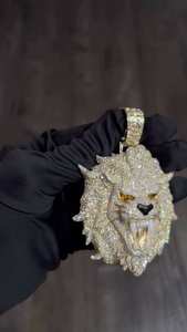 Colgante de León Hip Hop Personalizado 3D con Diseño Novedoso, Moissanita Iced Out y Cadena de Eslabones S925, Diamante VVS - Product Image 6