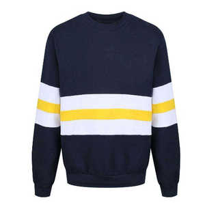 Sudadera Gris para Hombre, Cuello Redondo, Rayas Azul Marino y Blancas, Tejida, Informal, Corte Regular, para Otoño, Manga Larga - Product Image 2