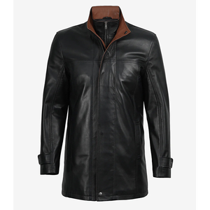 2026 OEM Premium Original Black Long <b>Coat</b> Leather Jackets For Men's High Quality Low MOQ Plus Size Winter Fashion <b>Heated</b> Jackets - Product Image 6