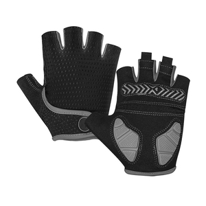 Half Finger Cycling <b>Gloves</b> Black <b>Red</b> Polyester Unisex Summer Riding <b>Gloves</b> Pull-On Closure - Product Image 2