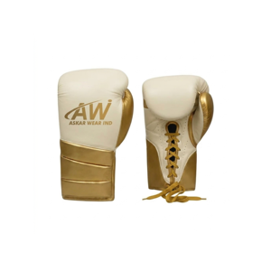 Guantes de Boxeo de Cuero Color Crema con Cierre de Cordones, Equipo de Entrenamiento para Adultos, Diseño Transpirable de Dedos Completos - Product Image 1