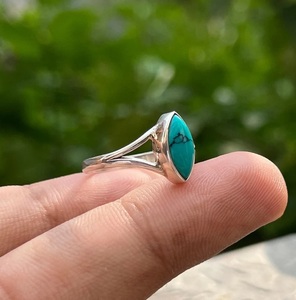 925 Sterling Silver Turquoise <b>Stack</b> <b>Ring</b> Handmade Minimalist Gemstone <b>Ring</b> Bohemian Style Fashion Jewelry Gift for Women - Product Image 3
