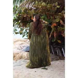 Vestido Kaftán Maxi Tradicional de Algodón con Tinte Tie Dye, Lavable, Ecológico, Transpirable, Cuello en V, para Mujer, Estilo Veraniego, Holgado, para Playa o Fitness - Product Image 2