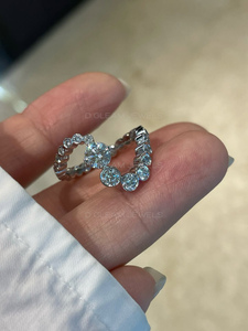 แหวนเพชร Open Wrap Lab, แหวนเพชรทรงกลม 14K, แหวนเพชรทรงกลมแบบ Bezel Set, แหวนมินิมอลปรับขนาดได้, แหวนหรูหรา - Product Image 2