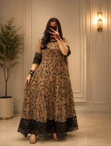 Robe Anarkali longue pour femme en rayonne brodée avec motif floral, coupe ample, tenue traditionnelle indienne et pakistanaise pour mariage - Product Image 2