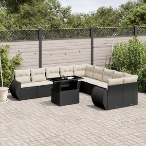 Ensemble de canapés de jardin blanc crème et noir - Product Image 1