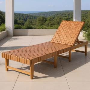 Chaise longue de luxe en teck tressé pour l'extérieur, réglable, pour piscine, villa, hôtel - Product Image 1