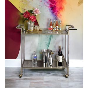 Carrello di Servizio Cirro con Specchio Anticato e Struttura in Filo Metallico con Finitura in Ottone per lo Stoccaggio - Product Image 4