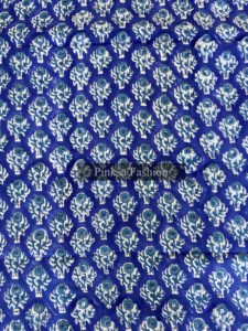 Tela de Algodón Premium con Estampado Floral Índigo de Jaipur, Teñida Naturalmente y Sostenible, Proveedor al por Mayor - Product Image 1