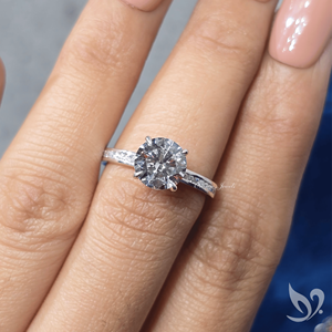 2 carat round cut lab grown diamond IGI certified bold channel pave band 10k white gold <b>statement</b> <b>ring</b> - Product Image 4