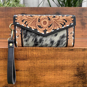 Nuevo Conjunto Combinado personalizado de gran capacidad de 2 piezas, bolso de mano Floral de cuero de vaca con herramientas Premium y conjunto de bolso de mano con muñequera para mujer - Product Image 6