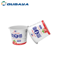 Taza de plástico de gran oferta de 320ml con impresión IML, taza de yogur de helado PP con taza de PET con cereal