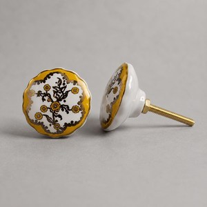 SHUBHAM Scalloped Floral <b>Ceramic</b> Cabinet <b>Knob</b> Decorative <b>Drawer</b> Pull Vintage Furniture Hardware for Home Decor - Product Image 5
