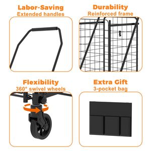 Carrello spesa pieghevole con apertura frontale e ruote girevoli a 360 gradi - Product Image 3