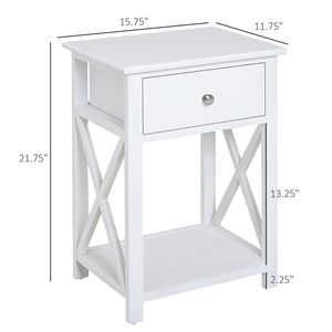 Tavolo moderno piatto accento bianco con scaffale a cassetto per camera da letto o soggiorno - Product Image 3