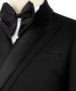 <b>Men</b>’s Black <b>Double</b> <b>Breasted</b> Tuxedo Blazer with Satin Peak Lapel – Classic Formal Wedding Dinner Jacket - Product Image 3