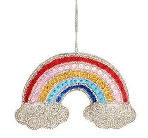 Adorno Colgante Bordado a Mano con Diseño de Arcoíris, con Lentejuelas y Cuentas - Product Image 3