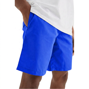 Shorts Bermuda en Coton Oxford Gris Uni pour Hommes, Taille Mi-Haute, Élastique, Respirant, Style Casual avec Poches - Product Image 4