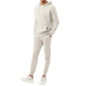 Conjunto Deportivo con Capucha para Hombre, Color Gris Claro, Manga Larga, Pantalones Deportivos Casuales con Bolsillos Laterales, Transpirable, para Otoño - Product Image 3