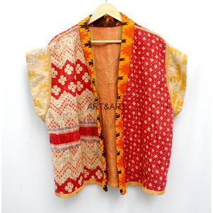 Chaqueta Kimono Acolchada de Algodón con Parches para Mujer, Cuello en V, Manga Corta, Ecológica, Transpirable, Diseño Vintage, con Cinturón y Bolsillos - Product Image 4