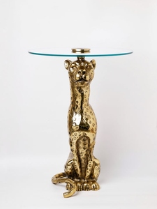 Leopard side <b>table</b> antique gold animal base side <b>table</b> luxury accent <b>table</b> designer leopard <b>table</b> modern living room furniture - Product Image 5