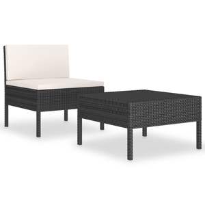 Ensemble de meubles de jardin modulaires moyens en rotin PE noir - Product Image 2