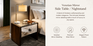 Venetian Side Table Bedside Wall <b>Mirror</b> Etched Floral Beveled Frame Antique <b>Silver</b> Full Length Decorative Luxury Handmade Home - Product Image 3