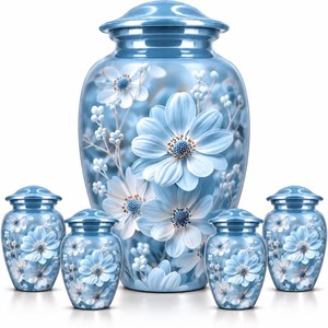 Urna de Cerámica Negra con Tapa, Pintada a Mano con Girasoles y Mariposas Doradas, Florero Decorativo Brillante, Moderno y de Lujo - Product Image 3