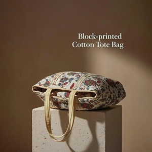EcoDari Large Waterproof Quilted Cotton Tote <b>Bag</b> Solid Color Blue <b>White</b> Textile Beach Shopping <b>Bag</b> Zipper Closure <b>Hand</b>-painted - Product Image 3