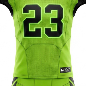 Maillot de football américain personnalisé à sublimation, manches courtes, respirant, anti-humidité, col en V, ensemble complet, uniforme d'entraînement - Product Image 2