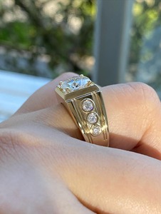 Bague de fiançailles Art Déco en or 14 carats avec diamant de laboratoire de 2 carats, bague de promesse d'anniversaire, bagues de diamant uniques pour hommes avec clarté VVS - Product Image 2