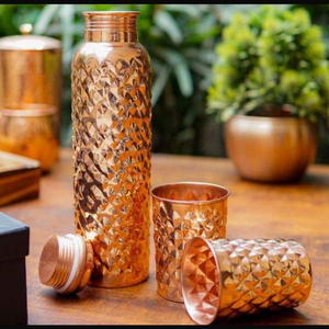 Bouteille d'eau en cuivre pur de haute qualité, entièrement polie, personnalisée, fabriquée à la main en Inde - Product Image 4