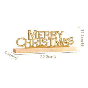 Décoration Festive Offre Spéciale Joyeux Noël Sculpture Lettres Dorées Décoration de Table Décoration de Maison pour les Fêtes Présentoir sur Base en Bois Article Cadeau - Product Image 3