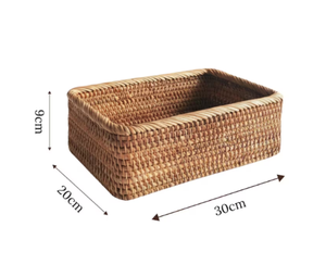 Cesta rectangular de ratán natural tejida a mano, organizador multiusos de mimbre para baño, cocina, sala de estar, de Vietnam. - Product Image 2