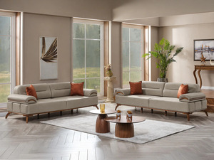 Juego de Sofás Modernos de Madera de Teca Sólida, Sofá de Lujo de 11 Plazas con Tapicería de Terciopelo, Mesa de Centro Minimalista Turca, Muebles para Sala de Estar y Villa - Product Image 3