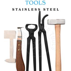 Kit d'outils de fermeur avec marteau de fermeur, couteau à sabots, coupe-sabots noir, pince à sabots noire, outil de cintrage et de polissage en acier inoxydable - Product Image 3