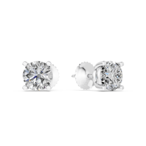 Boucles d'oreilles clous classiques en or massif 18 carats avec diamants de laboratoire 1 carat (paire) pour femme - Bijoux cadeau pour anniversaire de mariage - Product Image 1