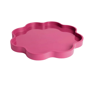 Floral Shaped Round Scalloped Rattan Serving <b>Tray</b>, Warm Color Eco-Friendly Decorative Platter for Home & Hotel, Made In Viet Nam - Product Image 4