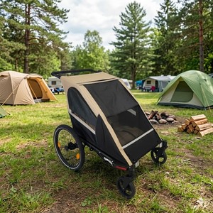 Remorque-vélo-poussette-jogging 3-en-1 pour jumeaux TC-2024T avec cadre en aluminium et tissu résistant à l'eau pour les aventures en plein air - Product Image 6