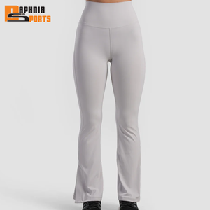 High Quality Customized Women's Sport <b>Leggings</b> Elastic Waist Yoga Stretchable Pants Spandex/Polyester Breathable <b>Flared</b> <b>Leggings</b> - Product Image 1