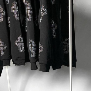 <b>Black</b> Winter 100% Cotton Casual Oversized <b>Zip</b>-<b>Up</b> <b>Hoodie</b> with Letter Pattern 500gsm Unisex Custom Embroidery - Product Image 4