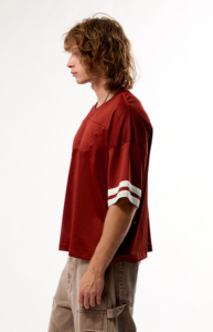 T-shirt à col roulé pour homme de haute qualité, coupe classique, maille tricotée, 100% coton, manches courtes, logo personnalisé, nouveau design, style streetwear rouge - Product Image 2