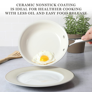 High Performance Non Stick Cooking <b>Set</b> With Copper Ceramic Interior Heavy Duty Aluminum Base Tempered Glass Lids - Product Image 6