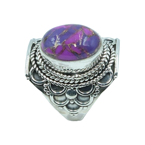 Top Quality Purple Copper Turquoise <b>Ring</b> 925 Sterling <b>Silver</b> <b>Statement</b> <b>Ring</b> Handmade Designer Gemstone <b>Ring</b> Boho Jewelry Gift - Product Image 1