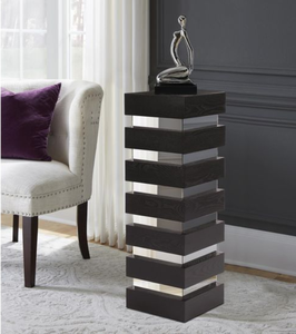 Modern <b>Black</b> Wood <b>Console</b> Table Slatted Leg Stackable Entryway Living Room Furniture - Product Image 1