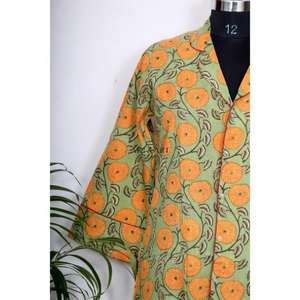 เดรสยาวผ้าฝ้ายพิมพ์ลายดอกไม้สไตล์วินเทจ เป็นมิตรกับสิ่งแวดล้อม สไตล์ฮิปฮอป ลายพิมพ์ใหม่ เสื้อเชิ้ตคอวีติดกระดุม ปรับได้ - Product Image 3