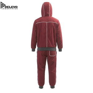 OEM <b>Men</b> Quilted Burgundy Puffer Tracksuit, Complete Two-Piece Set Featuring a Full-Zip Hooded <b>Jacket</b> with Contrast Piping - Product Image 2