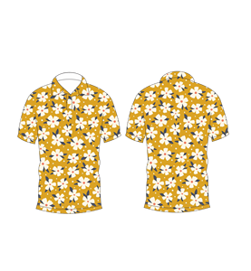 Camisa polo con estampado floral de margaritas en amarillo mostaza para hombre, camisa de golf informal de manga corta a la moda de verano - Product Image 6