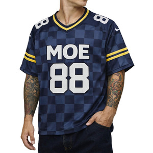 Maillot de football américain bleu nuit à carreaux, personnalisé, respirant, en polyester, pour équipe, tenue sportive tendance - Product Image 4